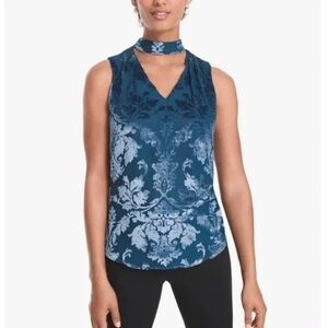 WHBM Velvet Burnout Choker Neck Blouse, Size 2P, EUC